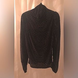 NWOT-Elie Tahari Luxury Collection, elegant black blouse, velvet patterned. L